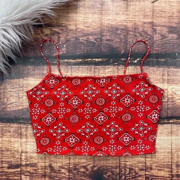 Red Pattern Crop Top